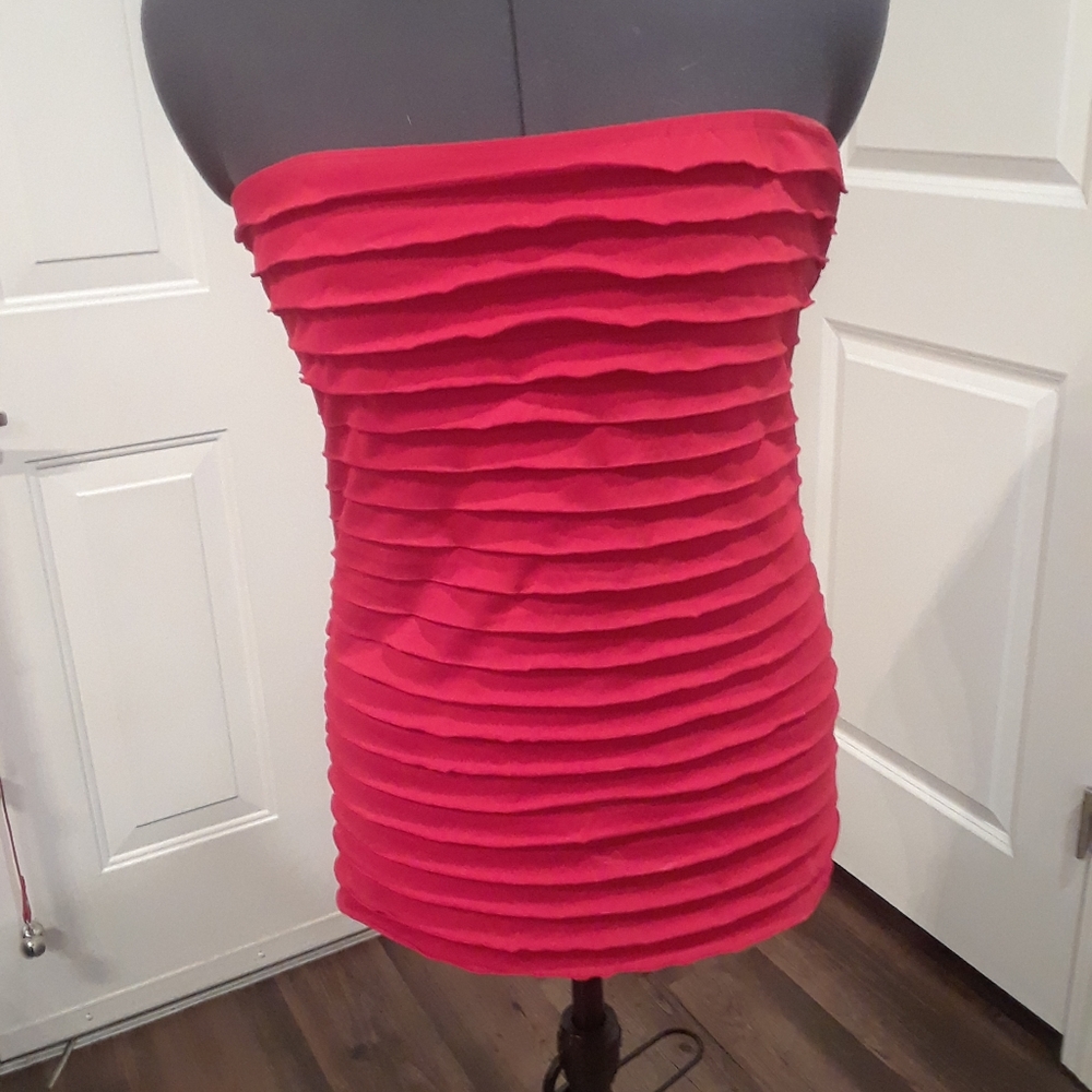 The Limited Red Ruffled Tube‎ Top
